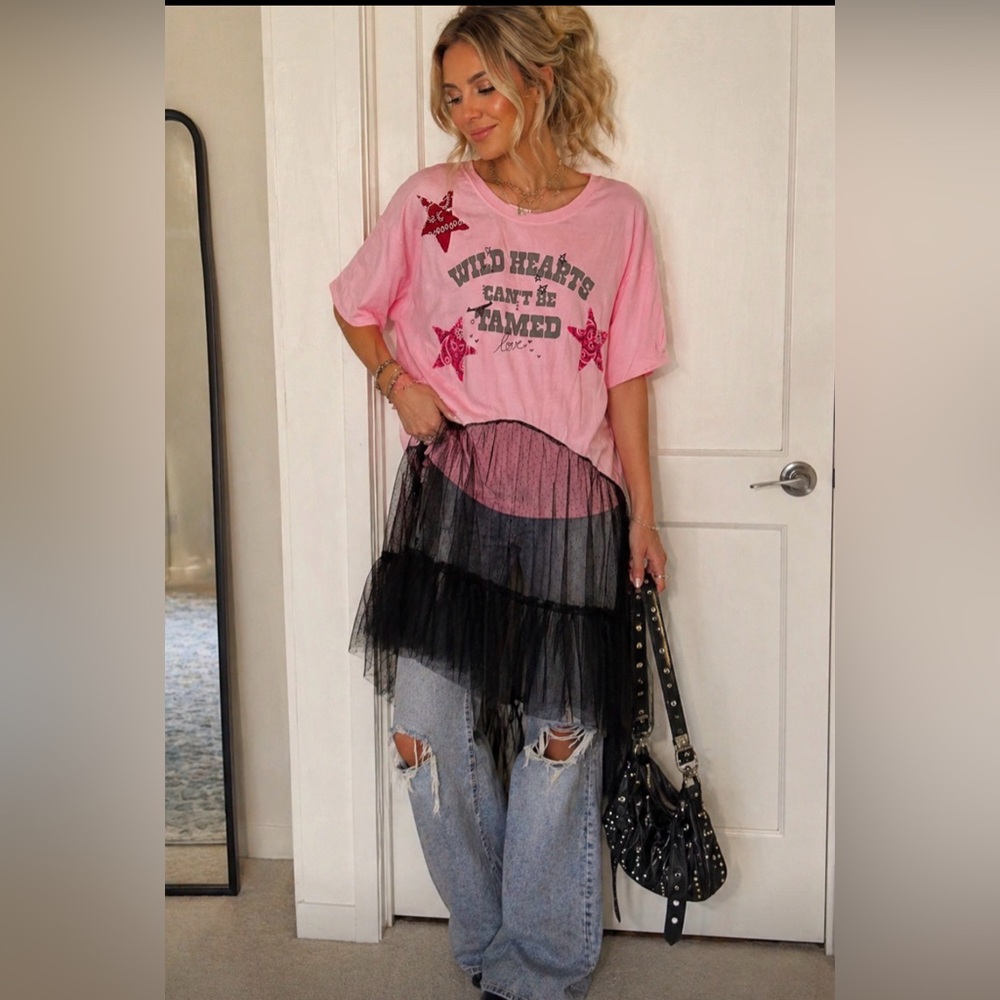 NWOT Tricia Fix Pink Graphic Tee Limited Edition
